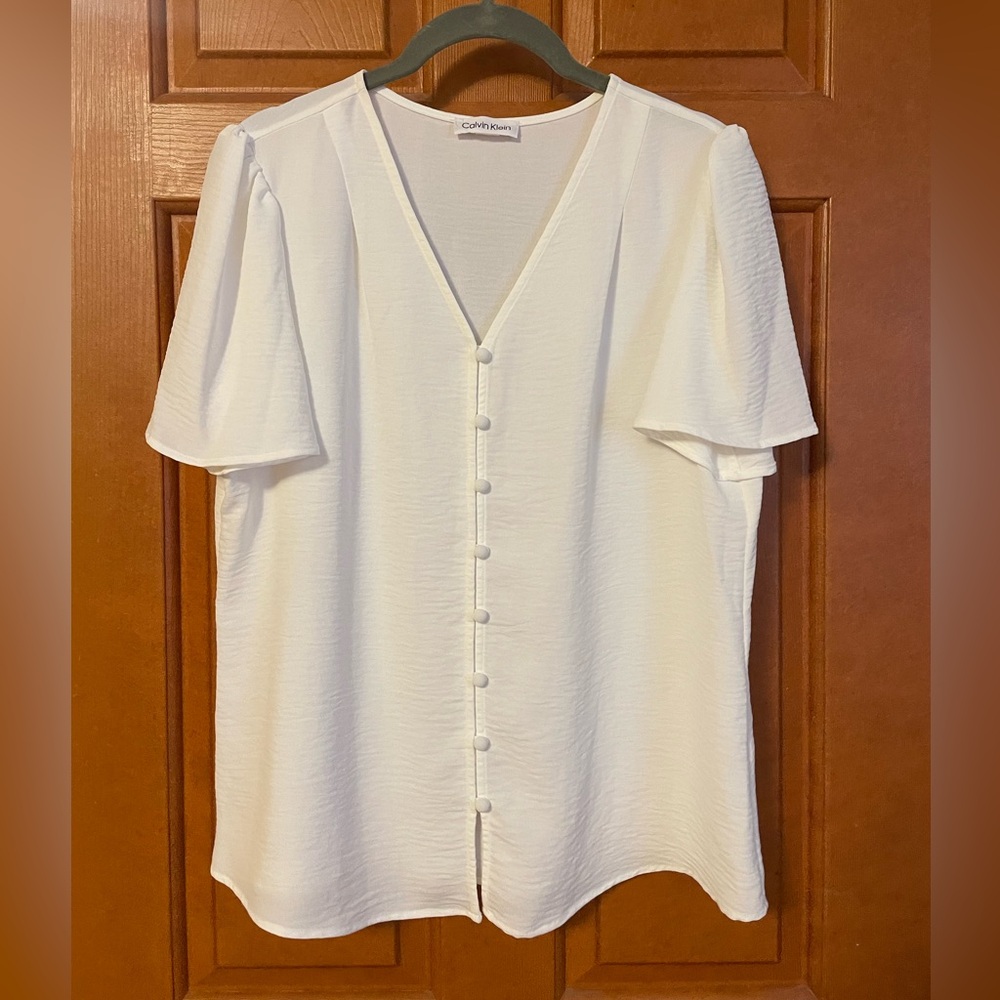 White Calvin Klein Button Up Shirt